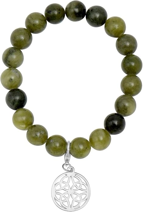Connemara Marble Beads Green Bracelet Irish Charms Women Gift Birthday Present