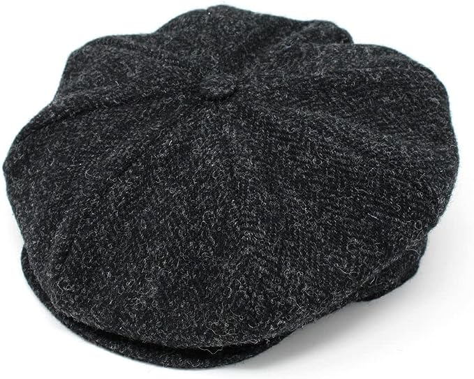 Hanna Hats Traditional Irish Tweed Eight Piece Cap. Unisex Newsboy Cap. Button Crown & Taffeta Lining. 100% Made in Ireland
