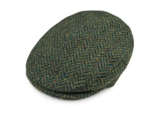 Hanna Hats Traditional Irish Tweed Wool Vintage Cap green herringbone