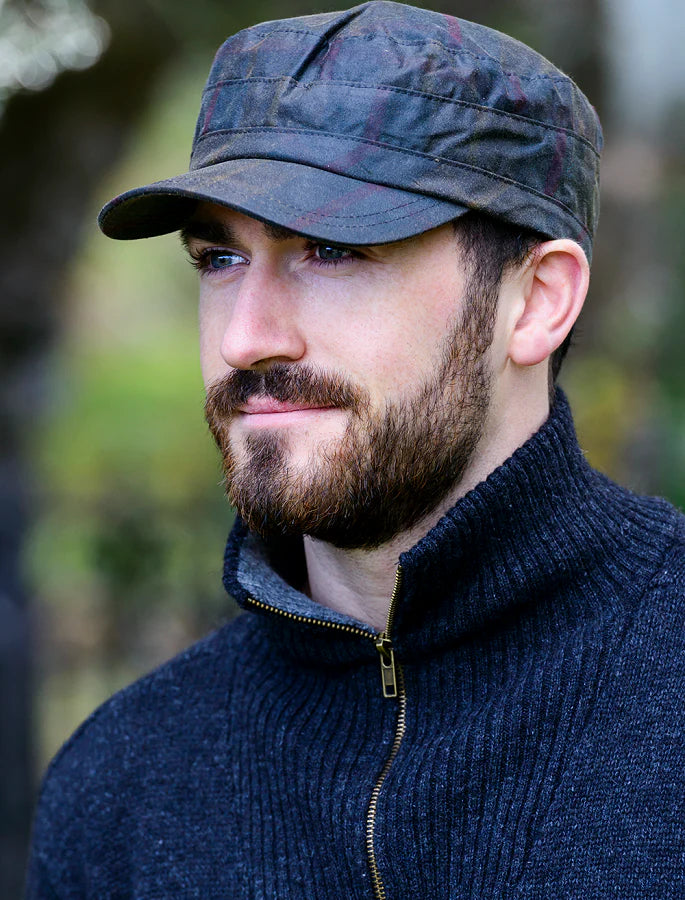 Mucros Weavers  Fisherman Waxed Cap - Tartan Large