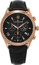 Alexander Heroic Pella Men's Multi-function Chronograph Black Leather Strap Rose Gold Plated Swiss Made Watch A021-03