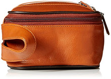 Dopp Men's Veneto Top Zip Travel Kit-Leather, Tan
