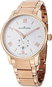 Alexander Statesman Regalia Men's Silver Dial Rose Gold Plated Swiss Made Watch A102B-04