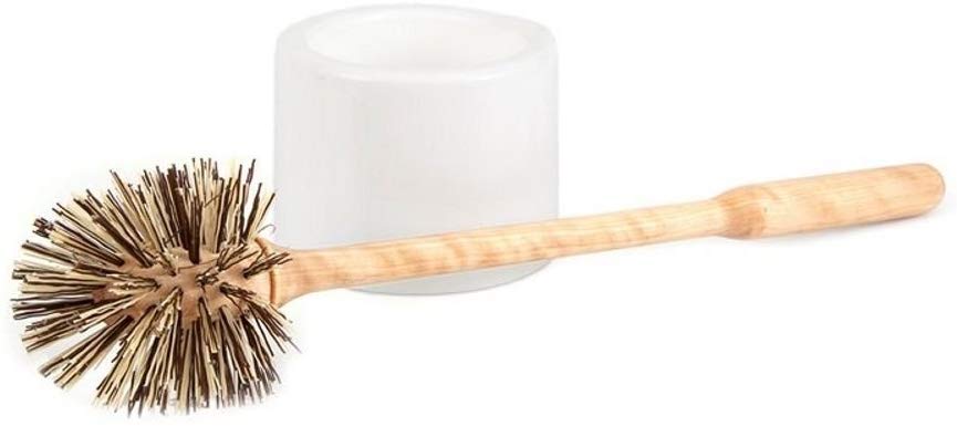 Iris Hantverk Birch Wood Toilet Brush and White Holder